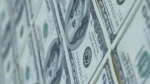 American hundred dollars banknotes background. Money background. Vertical video.