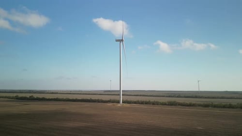 Wind Turbines. Wind Power Electric Plant. Renewable Energy