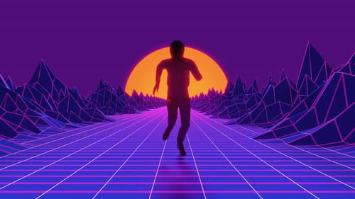 VJ Loop Retro 80s Running Sunset