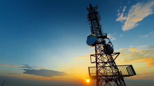 Zeitverzögerungsfotografie des 5G-Basisstationssignalübertragungsturms