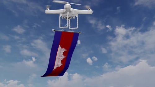 Drone Carrying Cambodia Flag