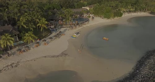 Aerial view of beautiful tropical resort, Mauritius.