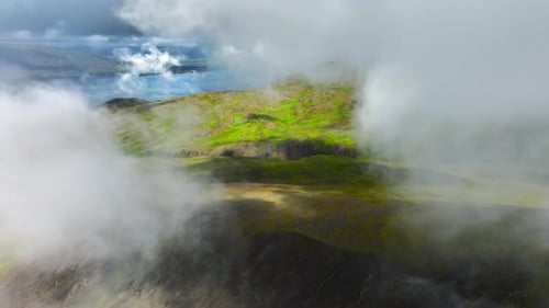 Clouds Above Green Hills Paradise Heaven Mountain Range with High Peaks Wonderful Inspiring Nature