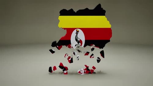 Uganda Map Reveal from National Flag Pieces
