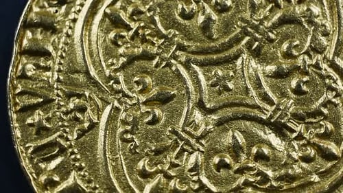 Old Gold Coin Close Up Texture