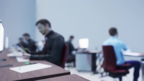 Business People Unrecognizable On The Computer Screen In The Office