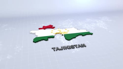3D Tajikistan Map with Flag and Name Animation