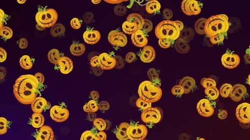 4K Halloween Background Loop Cartoon Pumpkins