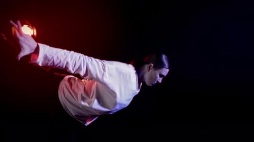 Actress or Dancer Performing Alone on Stage of Modern Theater Hobby and Art Portrait of Emotional