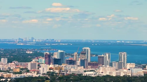 View of Downtown St Petersburg Florida USA Waterfront Skyline with Highrise Buildings in Vibrant