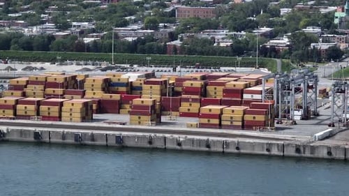 Montreal shipping containers on docks