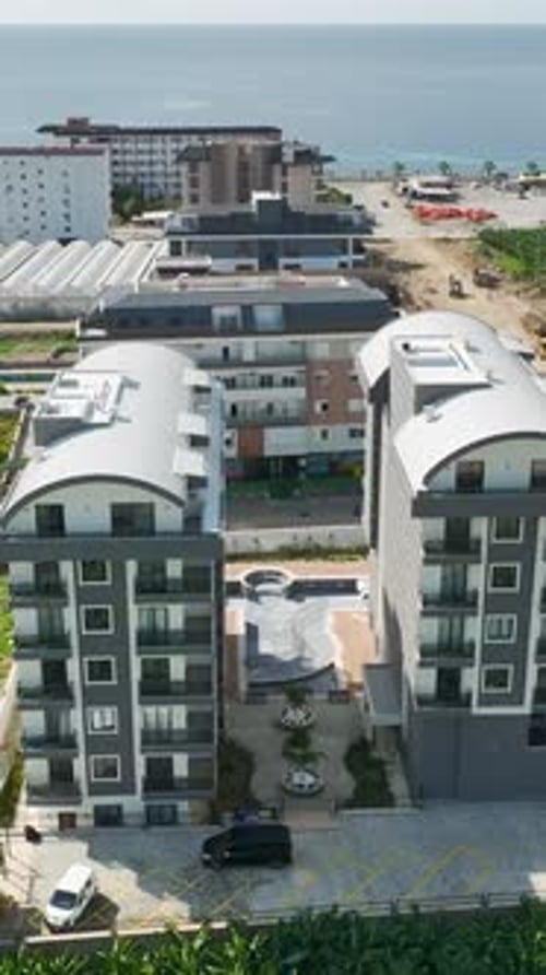 Vertical Video Changing Cityscape Construction of MultiStory Buildings in Alanya Turkey