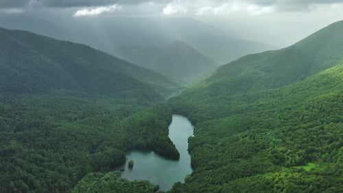 Clouds Over Summer Green Mountains