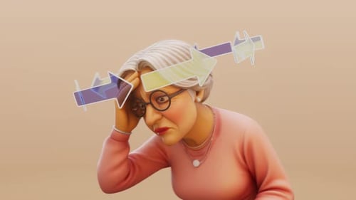 Conceptual 3D animation of an old lady with Alzheimer’s disease