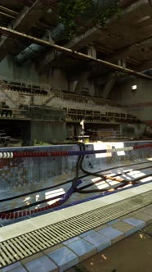 Abandoned Empty Swimming Pool in Decaying Building