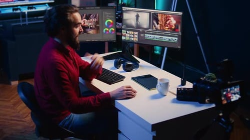 Man Edits Video While Recording Himself