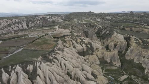 Aerial view of Goreme Valley, Cappadocia, Nevsehir, Turkey.
