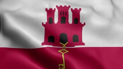 Realistic Waving Gibraltar Flag Loop Animation