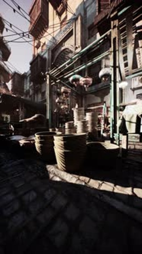 Assorted Pots Lining a Street in Old Market