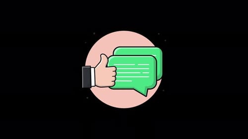 Modern Thumbs Up and Chat Bubbles Icon Animation Loop