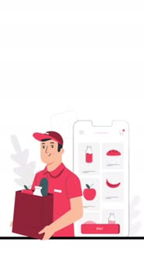 2D Cartoon Online Grocery Ordering Vertical Animation