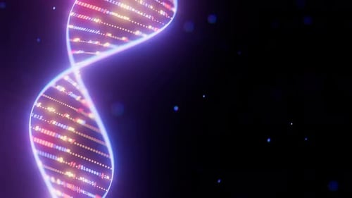 Abstract Digital DNA Double Helix Spiral with Data Flow Loop Animation Medical Science Concept of