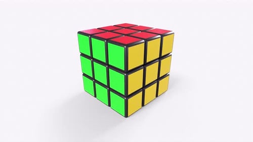 Puzzle cube 3d object rotating loop