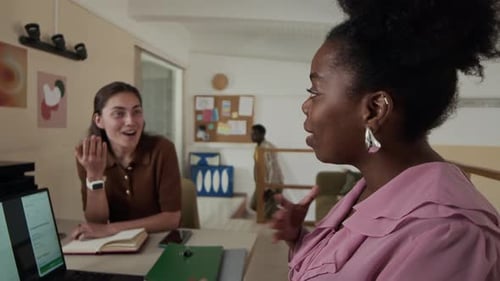 Two Women Meeting in Office, Handshake