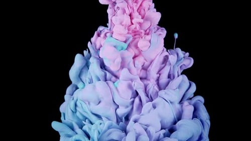 Colorful Ink Droplets Expanding and Mixing in Water