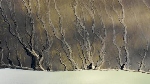 Aerial view of Ljotipollur lake, Southern, Iceland.