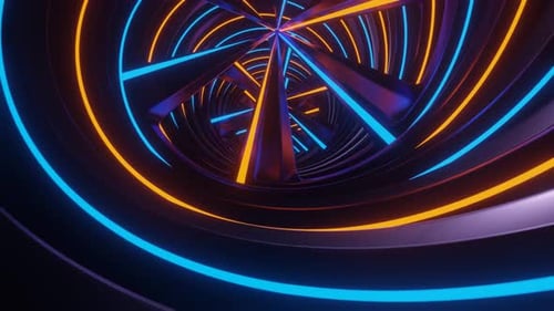 Orange And Blue Neon Glowing Spiral Ventilation Background Vj Loop In 4K