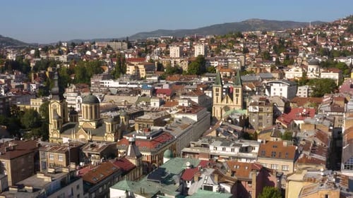 Aerial View of Sarajevo Downtown