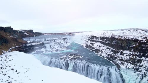 Aerials at the Gullfoss waterfall