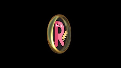 Animated 3D Golden Coin with Cartoon Letter R Logo Reveal