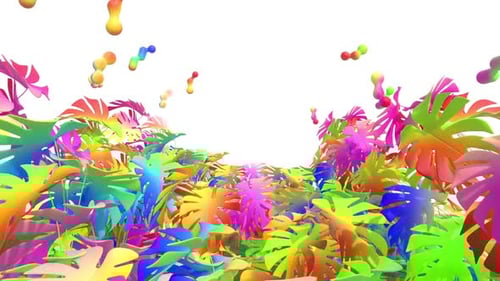 Vibrant Abstract Tropical Leaves Background with Fluid Shapes