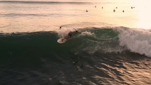 Dramatic Surf Action Vivid Scene Of Surfers Riding Powerful Waves