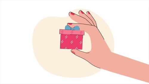 Cadeau à la main, fond