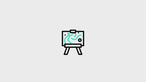 Minimalist Easel with Abstract Painting Animation