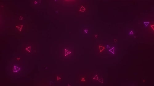 Fly Through Abstract Geometric Neon Glowing Tetrahedron 3D Triangles