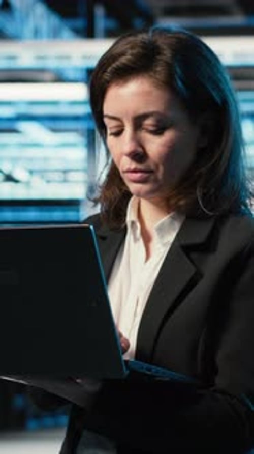 Vertical Video Data Center System Administrator Using AR Tech to Conduct Security Audit