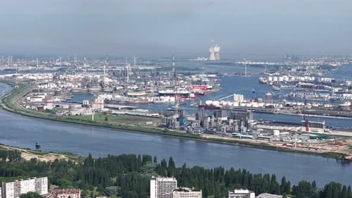 Aerial shot of Port of Antwerp, Belgium