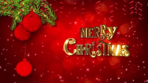 Animated Merry Christmas Greeting Card with Festive Background Elements