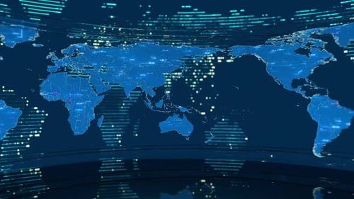 Animated Global Network Digital Data Map Background