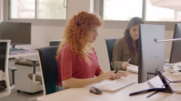 Teleoperator Talking to a Client in a Call Center, Business, Corporate ...