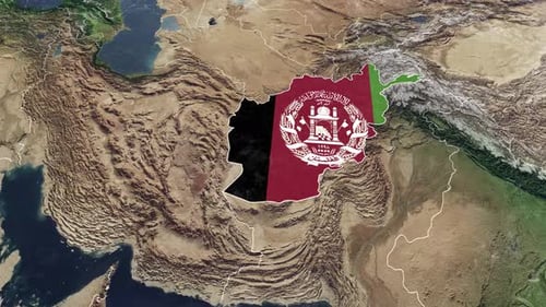 Afghanistan Map Highlight with National Flag Reveal Animation