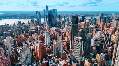 Spectacular glass skyscrapers in Manhattan, New York, USA.