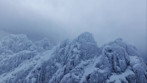 Aerial View of Beautiful Snowy Mountains in Norway