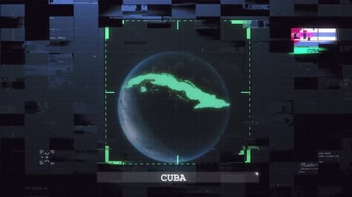 Cuba Flag And Map Glitch Hud 4K