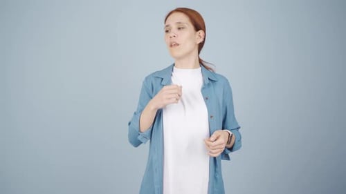The sick woman can't stop coughing.