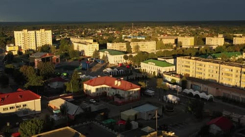 Aerial View of a Vibrant Urban Landscape with Thriving Residential and Commercial Buildings Belarus